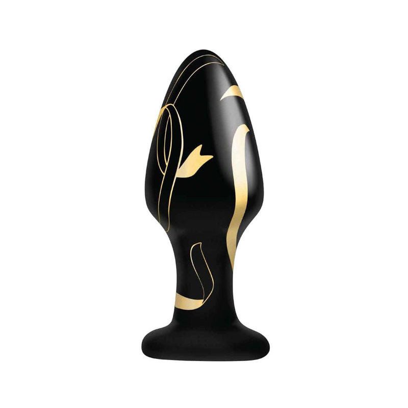 Secret kisses - 4'' handblown wide glass butt plug - Product front view  | Flirtybay.com.au